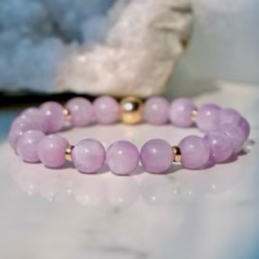 πNew Kunzite & Hematite Healing Gemstone 8mm Bracelet - Picture 2 of 2